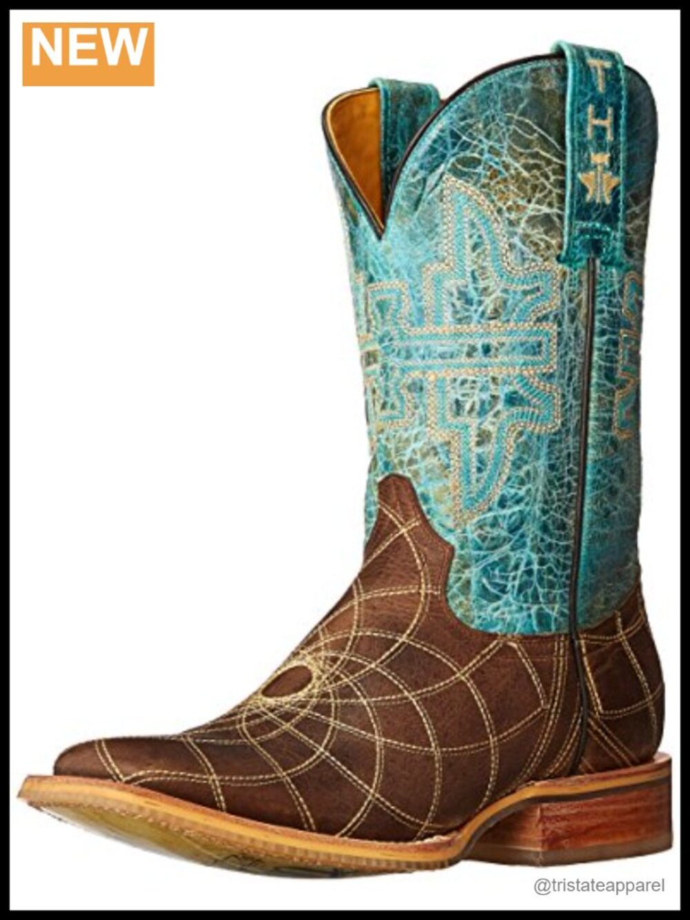 Women's Western Mid-Calf Boots Embroidered Leather Block Heel